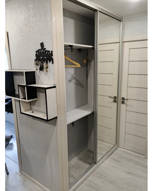 Шкаф-купе встроенный, зеркальный.