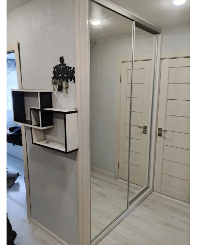 Шкаф-купе встроенный, зеркальный.