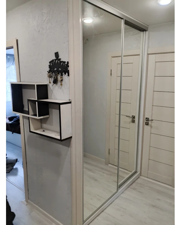 Шкаф-купе встроенный, зеркальный.