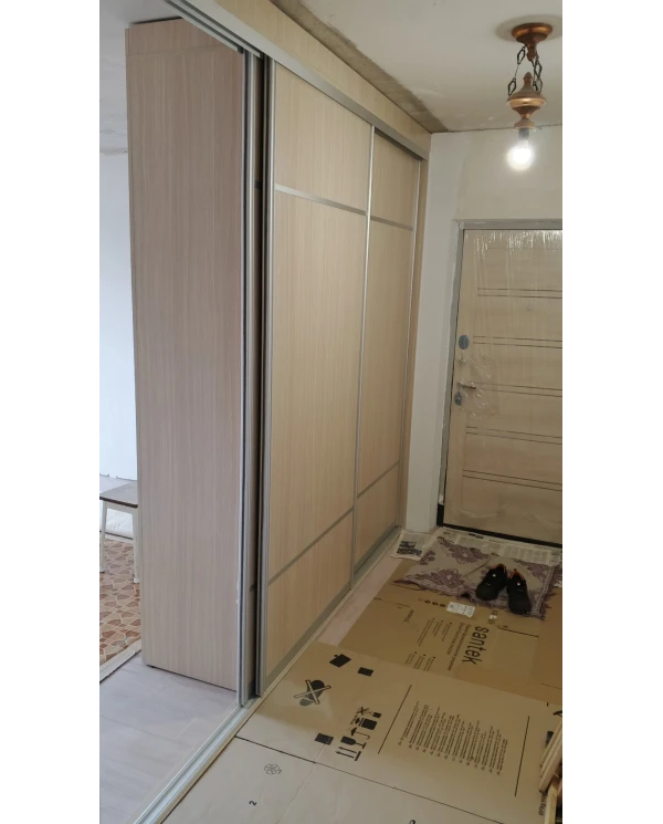 Шкаф-купе как зональное разделение прихожей и гостиной